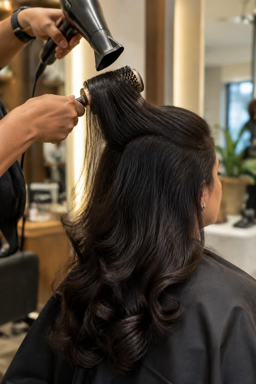 Illustrative photograph of professional hair styling